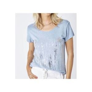 NEW LOOK MODE USA waterfall and star t-shirt in silver/blue